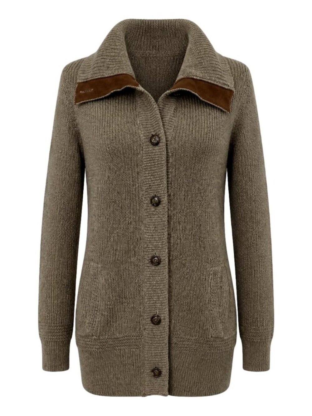 Vintage Lauren Ralph Lauren Cotton Cardigan Faux Suede Trim Elbow Patches M
